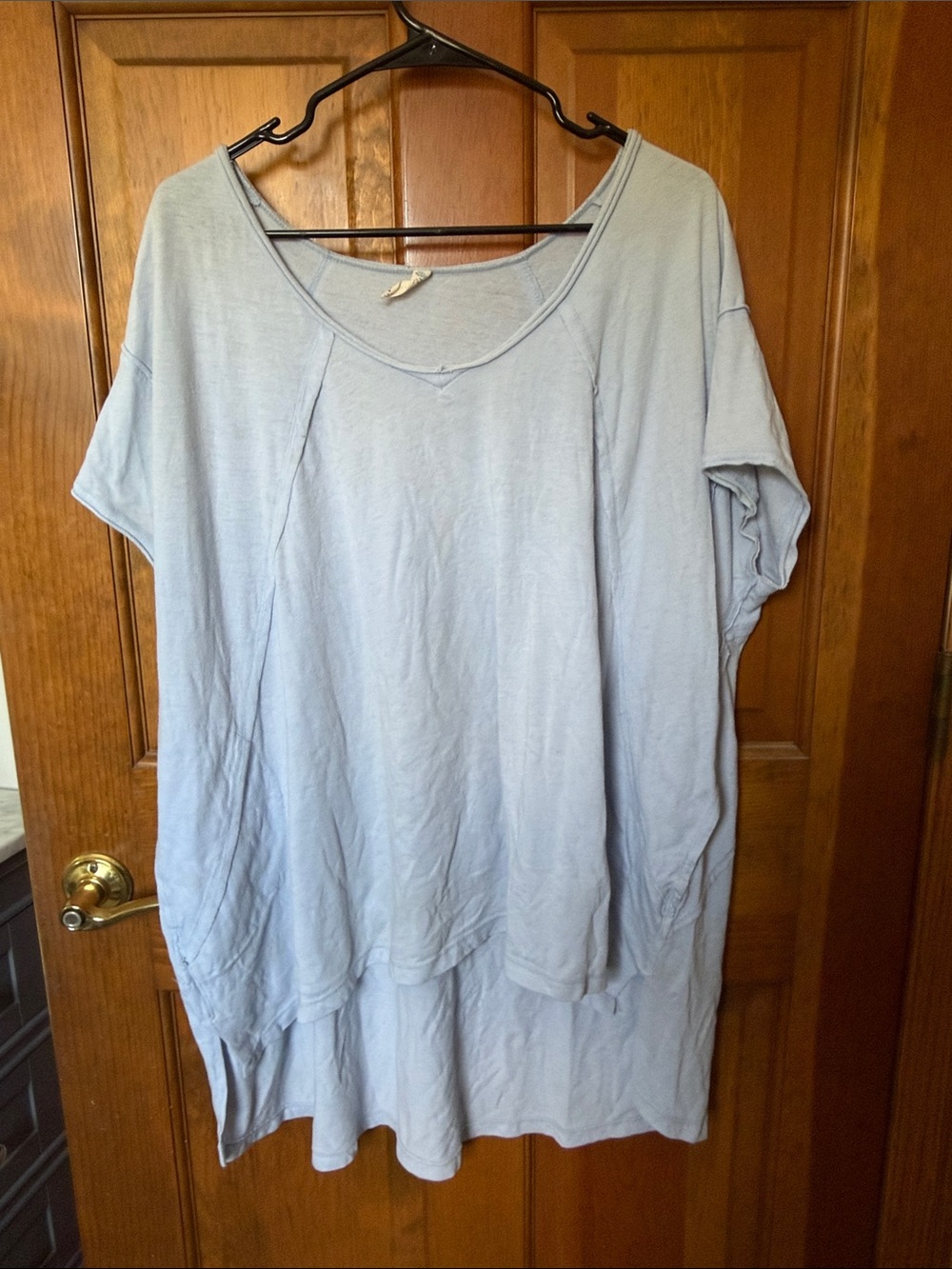 free people oversized high-low pocketed Scoop-Neck Tunic in Light Blue